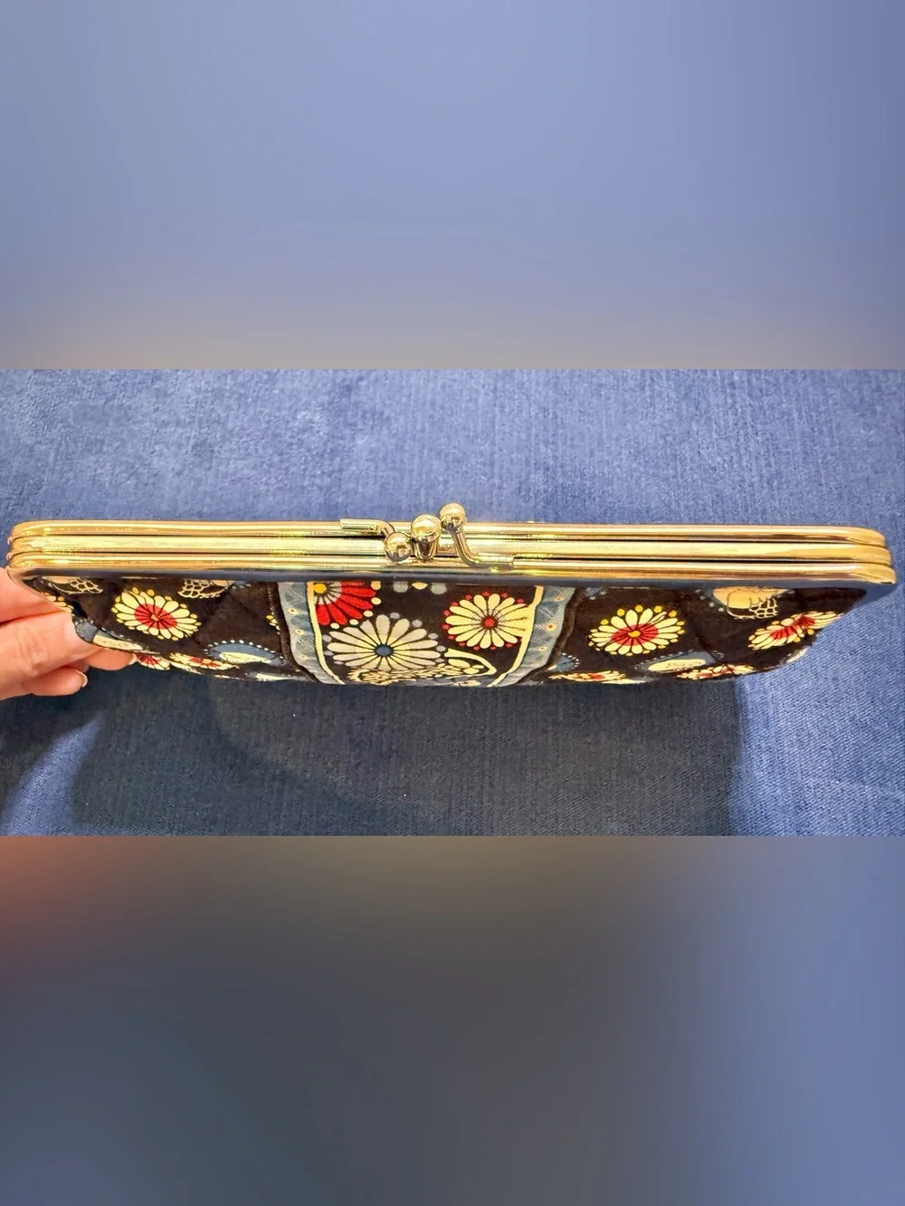 Vera Bradley Retired Night Owl Kiss Lock Wallet Clutch Coin Purse ID Holder